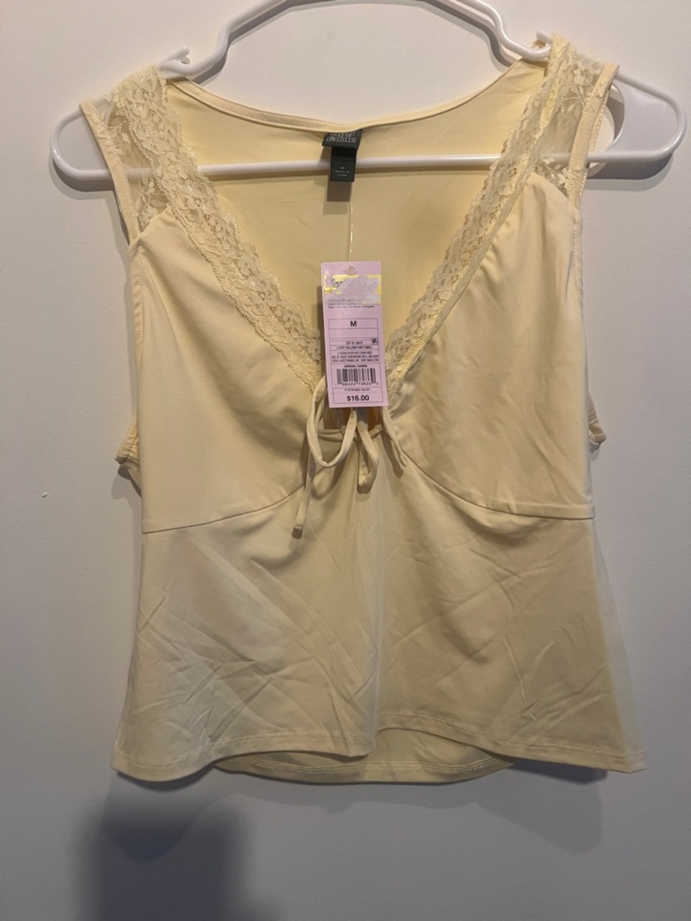 Xhilaration Light Yellow Lace-Trim Tank
